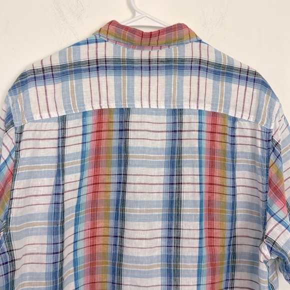 Men’s Tommy Bahama Multi Color Plaid Button Down 100% Linen Shirt. Size Large. - Picture 7 of 12